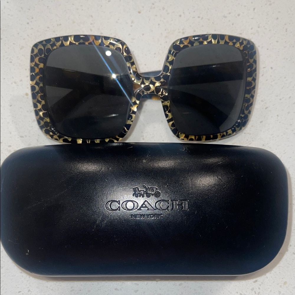 Coach Black and Gold Patterned Sunglasses - Picture 9 of 12